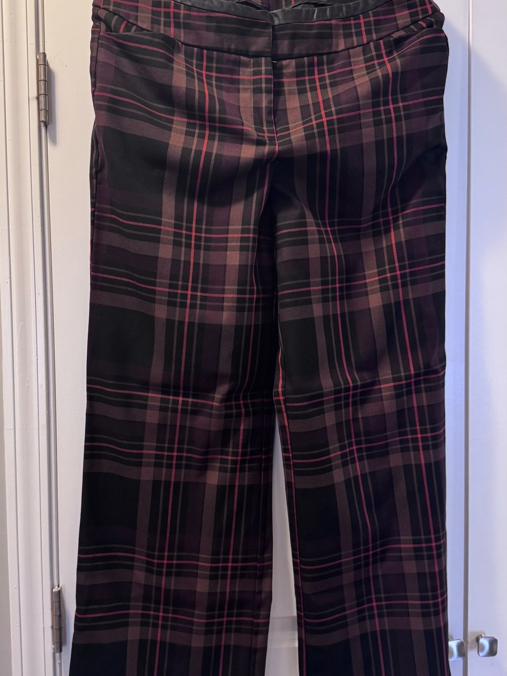 Black Plaid Dress Pants with Subtle Burnt Orange  Stripes